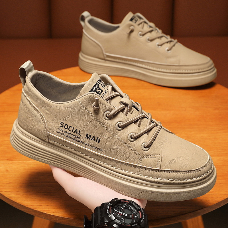 Summer 2025 Designer s New Breathable And Lightweight White Shoes For Men, Multifunctional Leather Anti Slip And Waterproof Casual Board Shoes