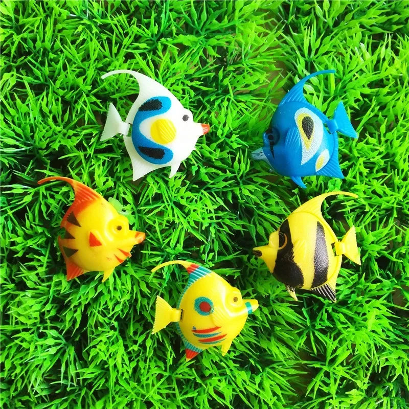 10pcs Aquarium Artificial Plastic Fish Colorful Tropical Fishes Ornaments Floating Fish Decor for Aquarium