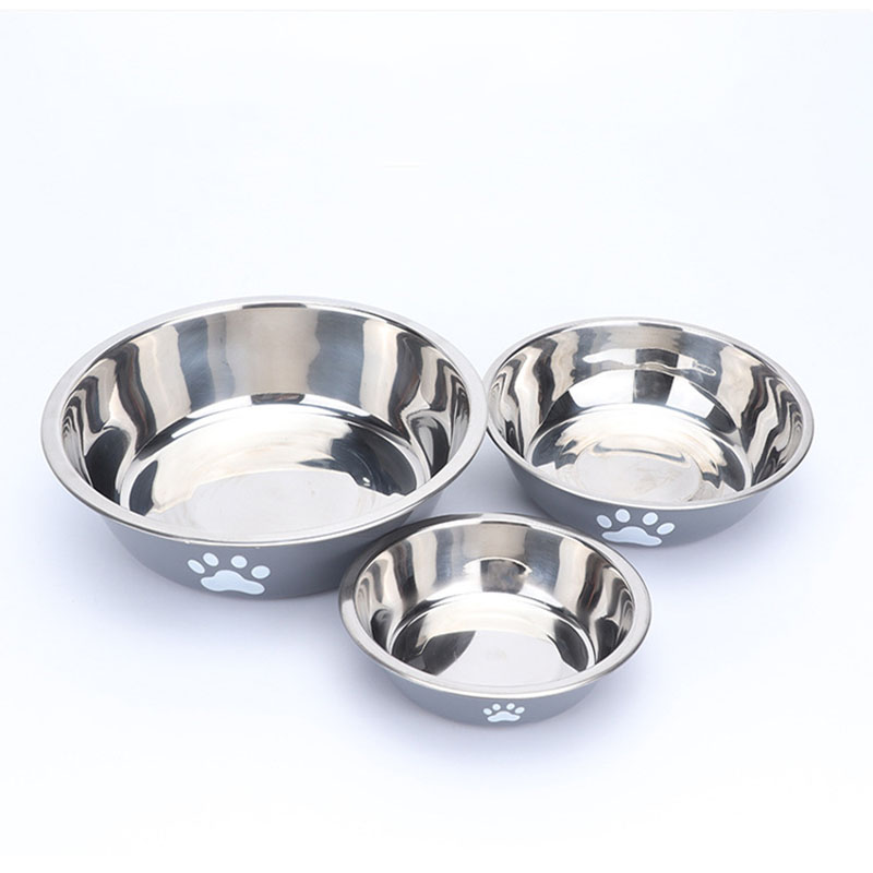 2Pcs Pet bowl stainless steel dog bowl non-slip Printed cat water feeder pet double layer non-slip fall-resistant pet dog bowls