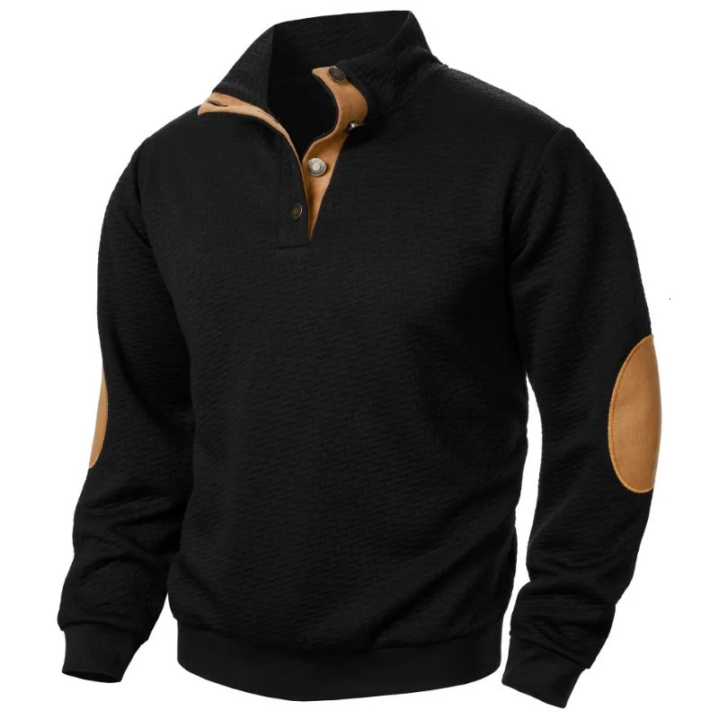 mens casual sportswear long sleeved stand up collar button down sweatshirt autumn outdoor streetwear 250304