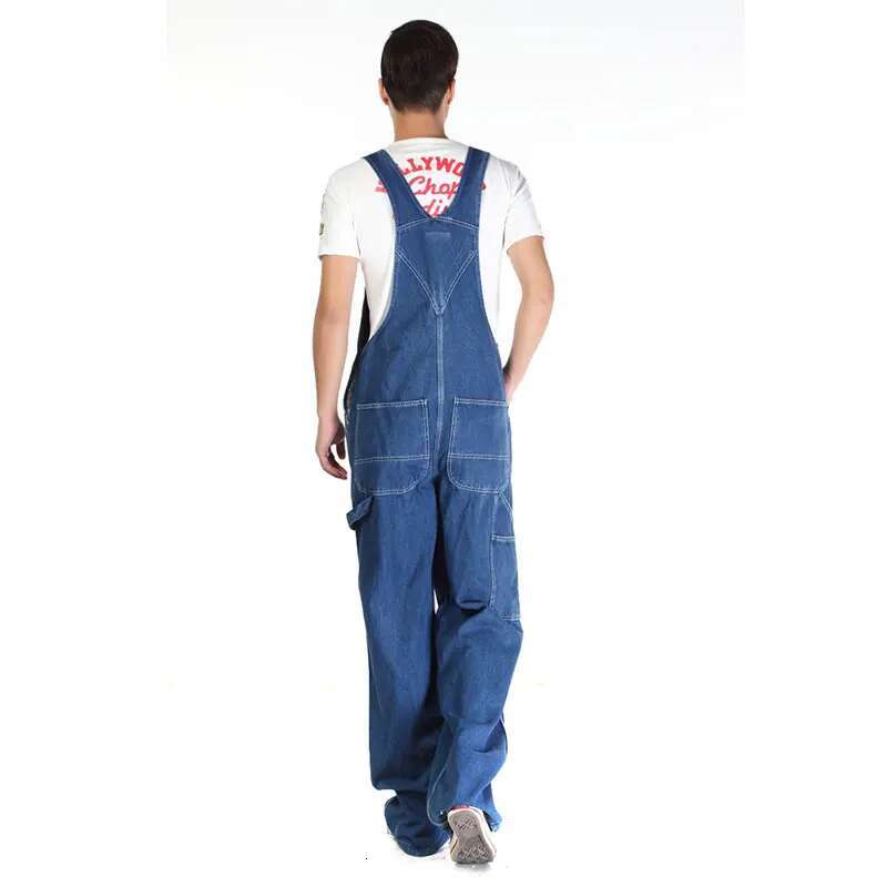 Denim Overalls Jumpsuit Large Strap Straight Pants Blue Jeans Men's Plus Size Work Clothes More Sizes 30-48 50