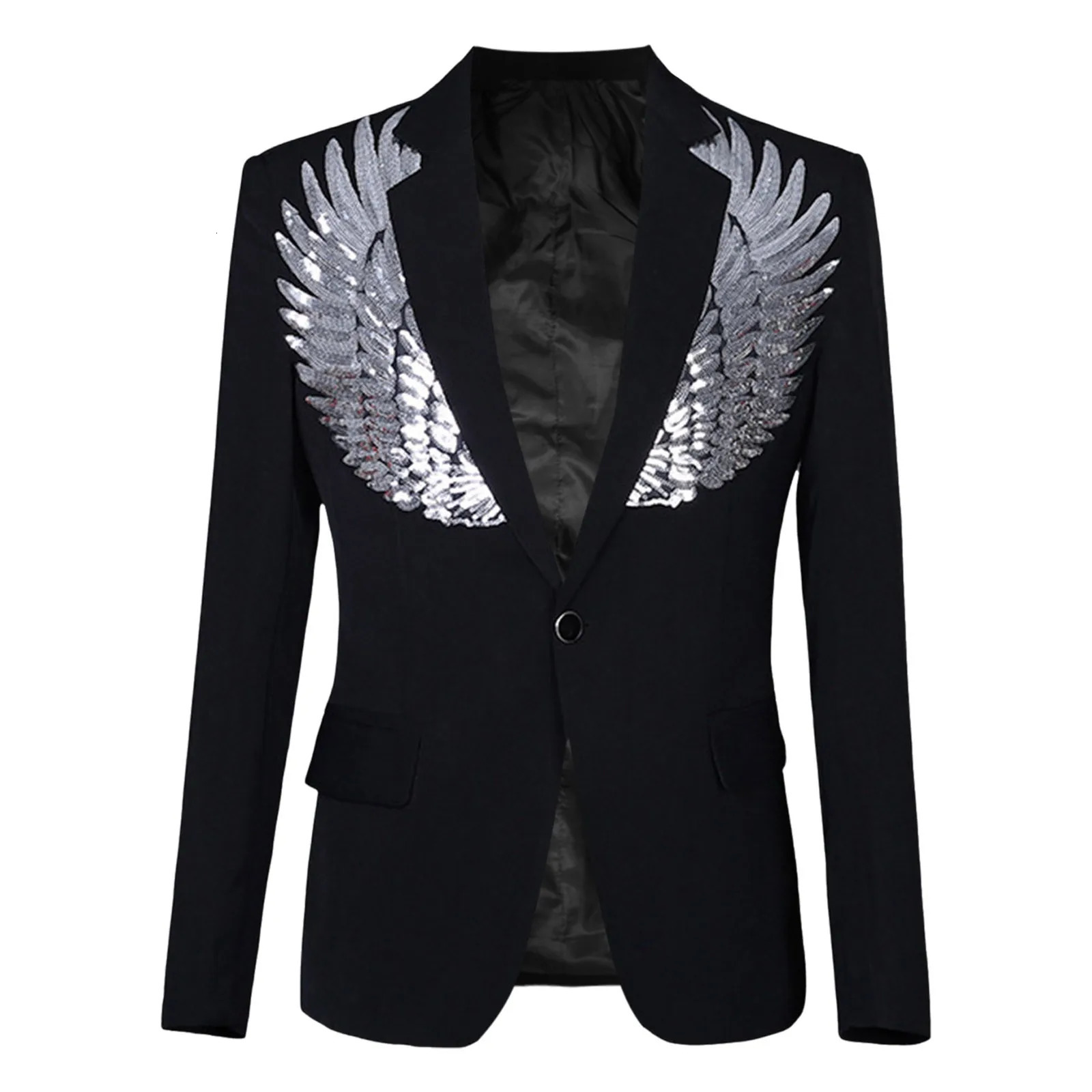 Mens Suit Costume Color Sequin Wing Dress Set Jacket Stage Slim Fit Suits Fashion Solid Coat 250304