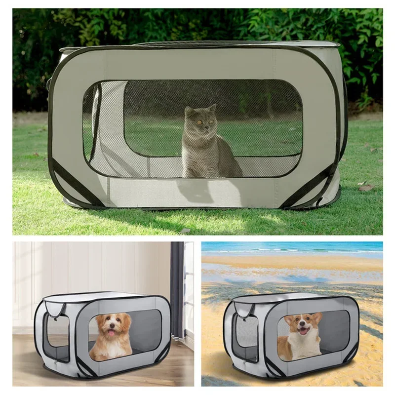 Outdoors Dog Cage Portable Folding Pet Car Trunk Carrier Breathable Transportar Cat Tent For Puppy Travel Camping Dog Bed House