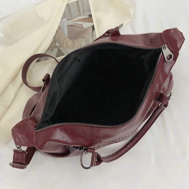 Womens Wine Red Commuter Shoulder Bag Large Pu Leather Elegant Tote Handbags for Female Ladies Aesthetic Messenger Bags Z250303
