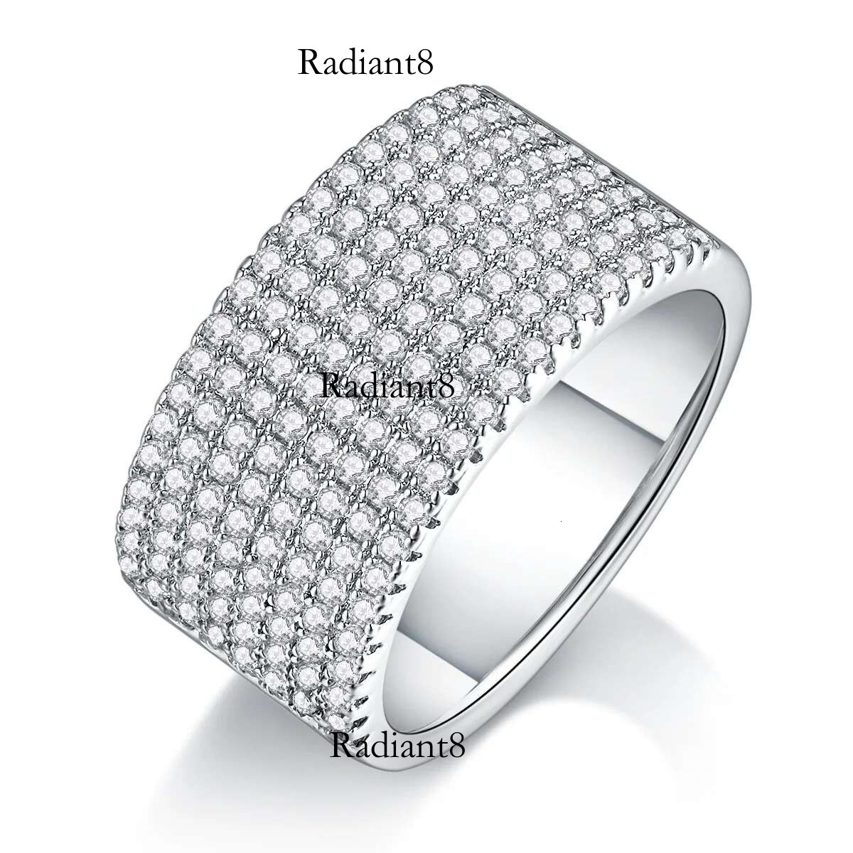8 Rows Iced Moissanite Dia Half Eternity Ring Wedding Band Sterg Sier Fine Jewelry White Gold Engagement Rings Gift