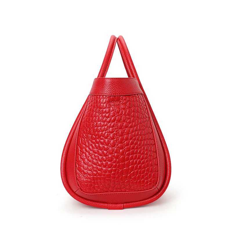 Aidrani Fashion Womens Genuine Leather Handbag with Red Crocodile Pattern Large Capacity Cowhide One Shou Multifunctional Z250303