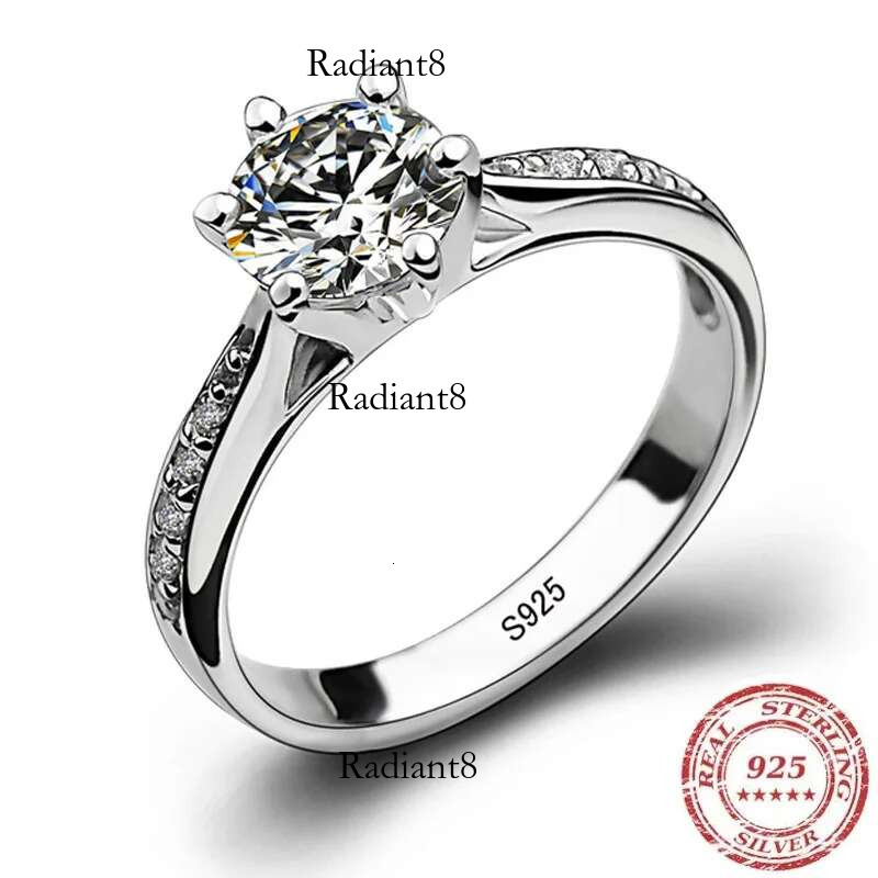 Sterg Sier Classic Ring for Women Six claw jewelry simple 70ct imitation dia women's ring
