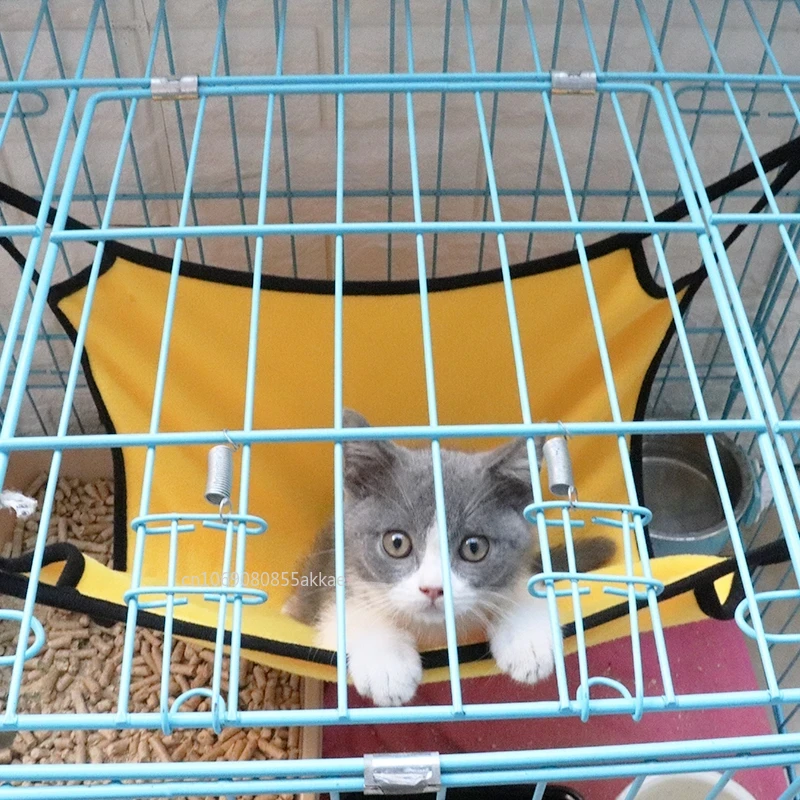 Cat Hanging Hammock with Adjustable Straps Double-Sided Pet Cage Hammock Hanging Bed Resting Sleepy Pad for Small Pets 40x50cm
