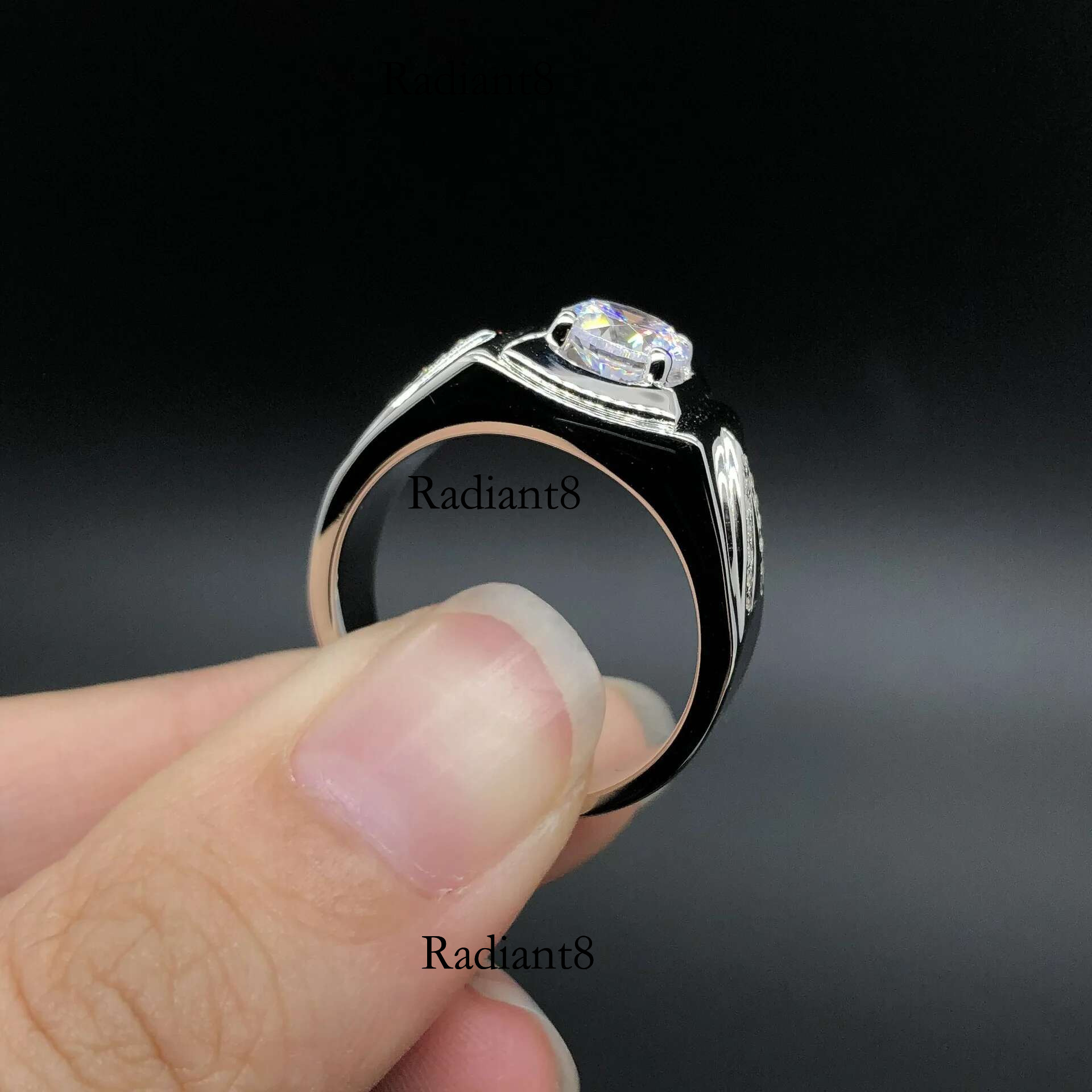 Boutique PT950 Dia Fashion Atmospheric 1 Moissanite Temperament Men's Platinum Ring