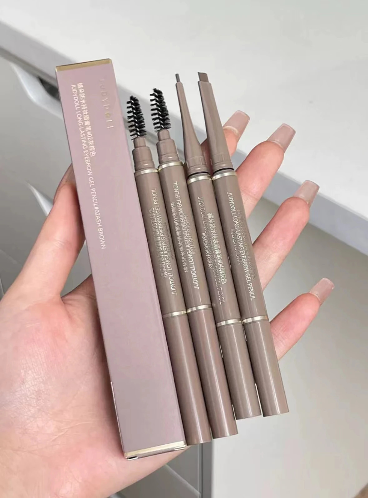 Judydoll Double Head Machete Eyebrow Pen Waterproof Long-lasting With Brush Condensed Non- Triangular Eye Brow Pencil 250222