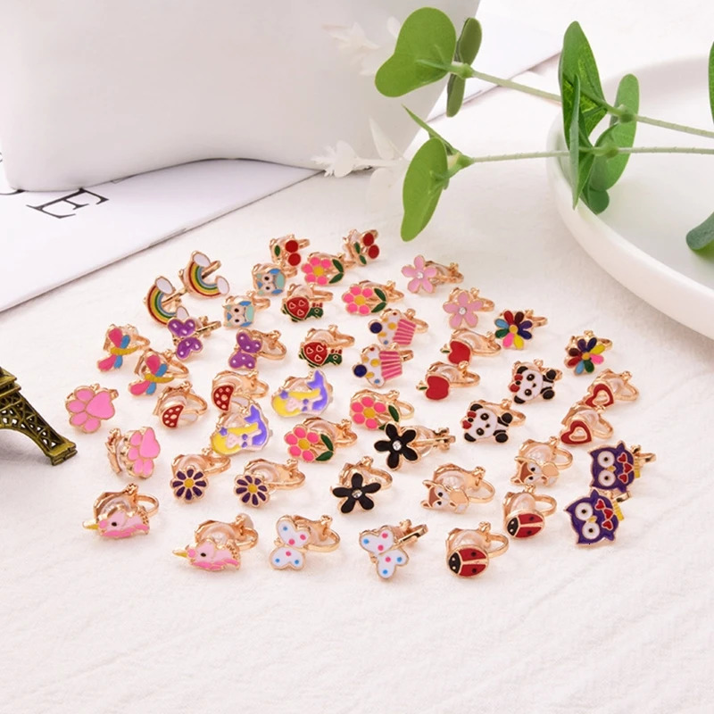 20 Pairs No Pierced Earrings Clip on Earrings Girls Dress up Pretend Princess Play Jewelry Accessory for Kid 250304
