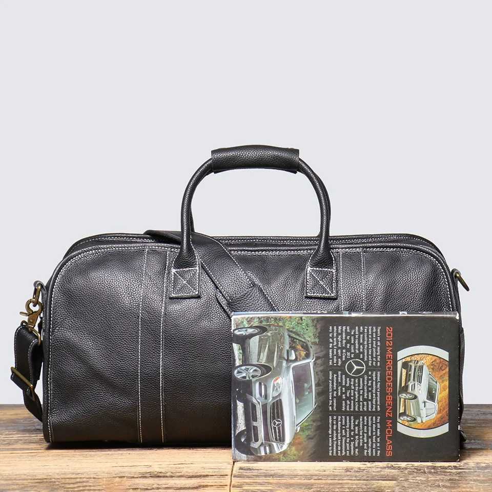 LUOKIR Mens Genuine Leather Handheld Travel Bag First Layer Cowhide Shoulder Crossbody Gym Bag Business Travel Luggage Bag Y250304