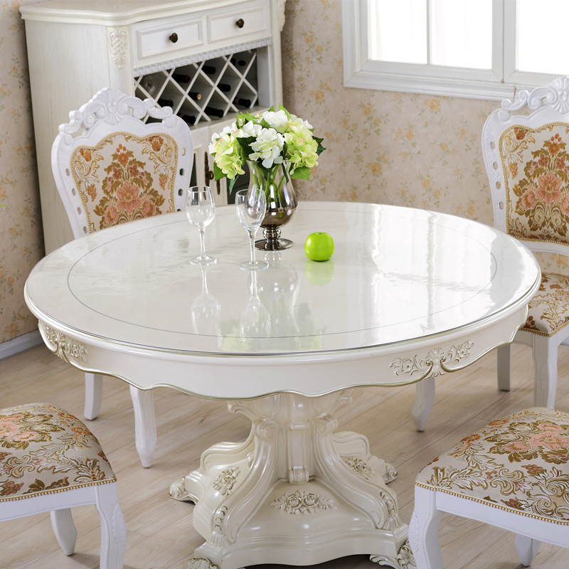 PVC round round table tablecloth waterproof and oil-proof washable soft glass transparent plastic table mat rubber pad 5Y8F01