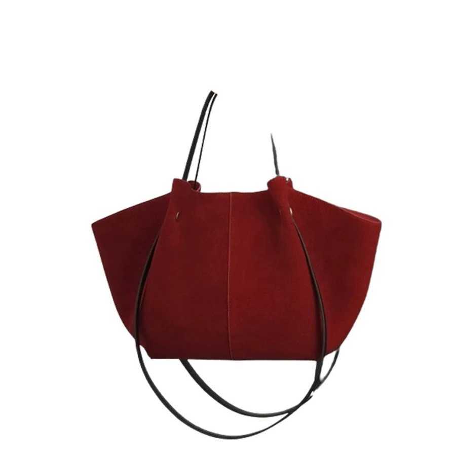Large capacity suede Tote bag Womens new autumn/winter red bridal wedding wing shape hand bag single shoulder underarm bag Z250303