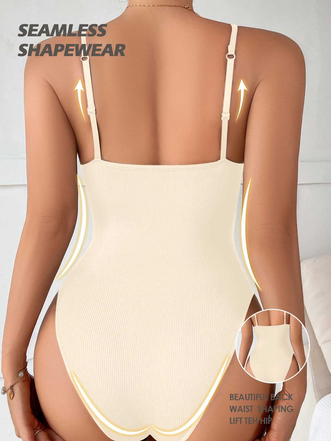 on Sale V Neck Spaghetti Strap Bodysuit Compression BodySuits Open Crotch Shapewear Slimming Body Shaper Smooth Out BodysuitXJ250304