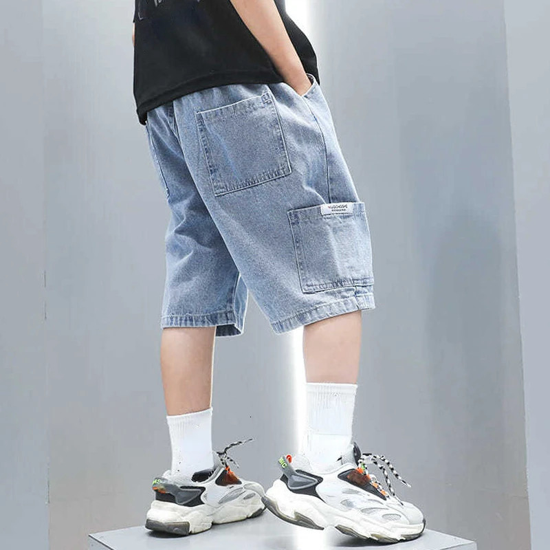 Boys Jean Short Pants Kids sports Shorts Teenagers Letter Trousers Summer 3 To 12 Yrs Big Childrens Clothes Casual 250303