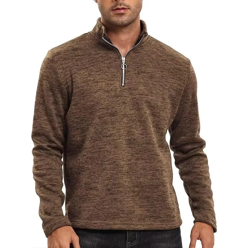 Mens Half Zipper Stand up Collar Pulling Sports Shirt Long Sleeve Casual Jacket Outdoors Street Light Clothing 250304