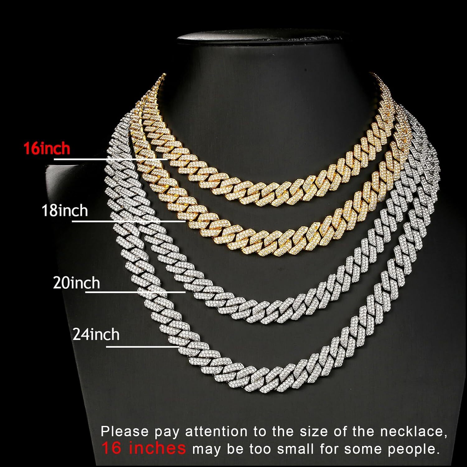 Chain Men's Ice Miami Cuban Necklace Sier/Gold Shining Hip Hop Jewelry Women's