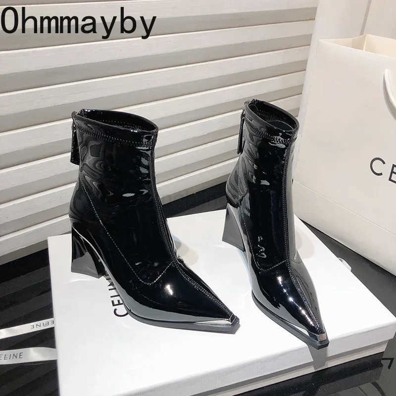 Designer Vintage Wen Pointed Toe Ankle Boots Fion High H Short Booties Autumn Winter Wens Shoes Z250304