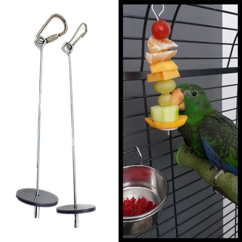 Pet Parrots Birds Food Holder Support Stainless Steel Fruits Spear Vegetable Skewer Tool Metal Bird Skewer Feeder