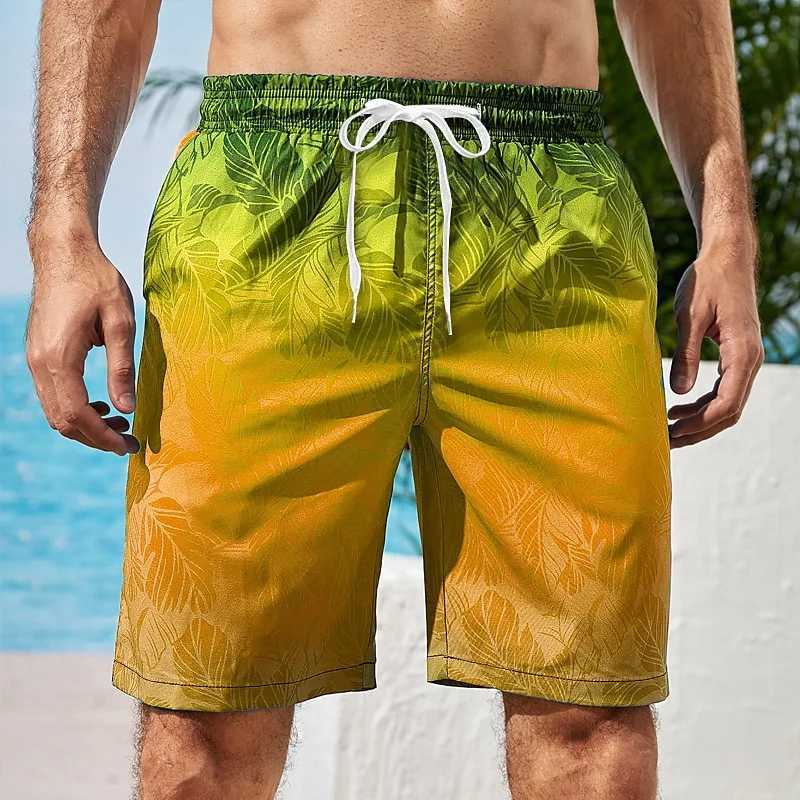 Gradient Graphic Beach Shorts For Men Colorful 3D Printed Board Shorts Summer Casual Vacation Short Pants Loose Surf Swim TrunksT250304