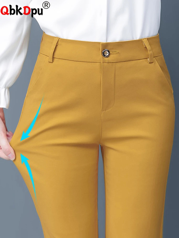 Slim Skinny High Waist Elastic Pencil Pants Overiszed 75kg Women Ankle-length Trousers Casual Spring Office Formal Pantalon 250303