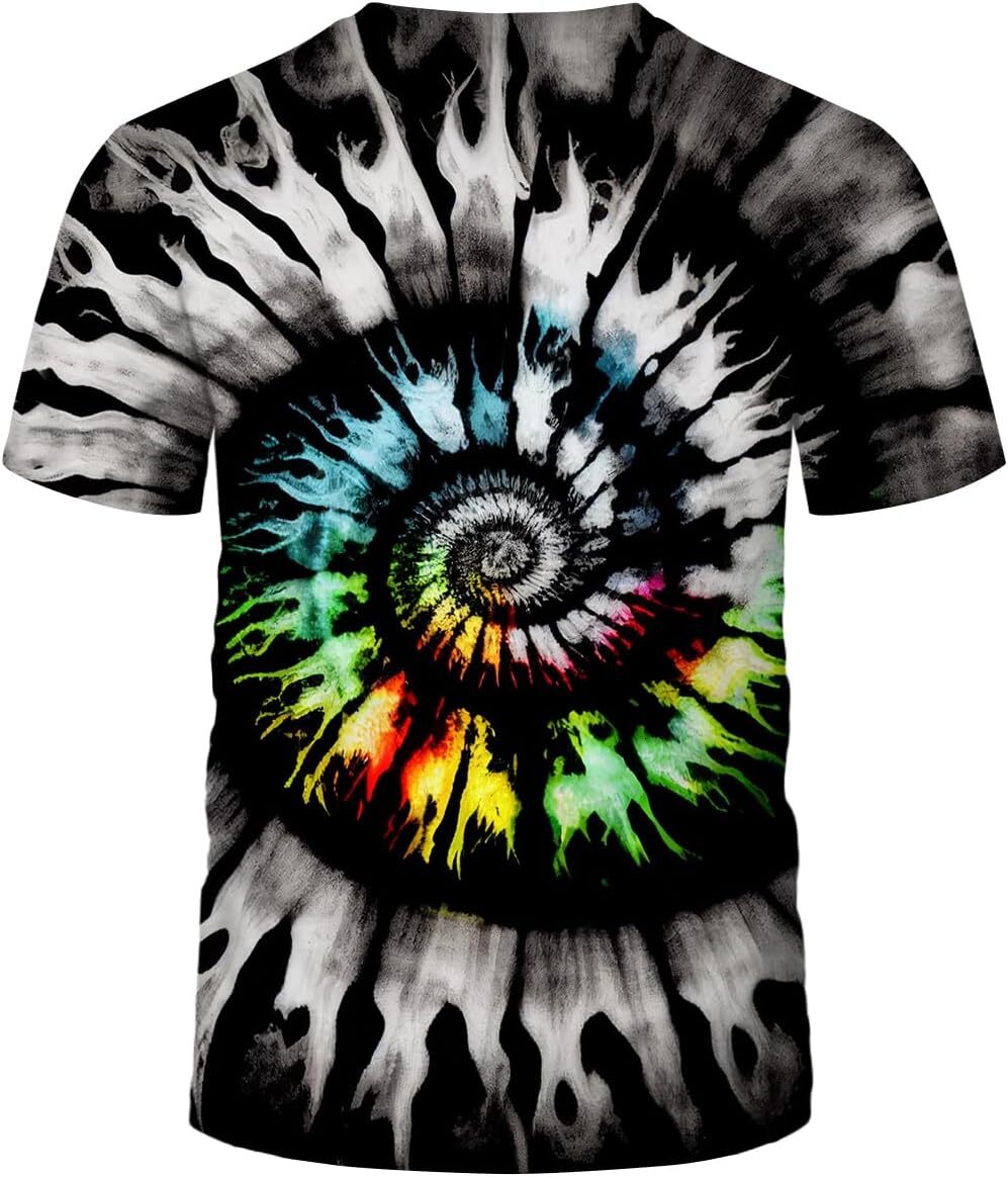 Mens T shirt Unisex Tie Dye Crew Neck Short Sleeve T-Shirt tee Casual tops summer clothes Cool Thread