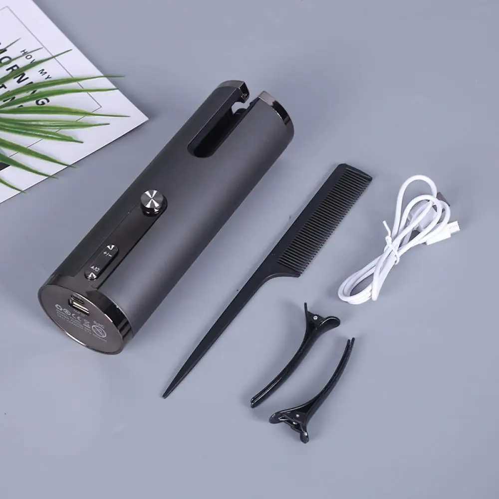 Curling Irons Hair Curlers Automatic Cordless Hair Curler Iron USB Rechargeable LCD Display Wireless Ceramic Rotating Curling Wave Hair Tool z250304