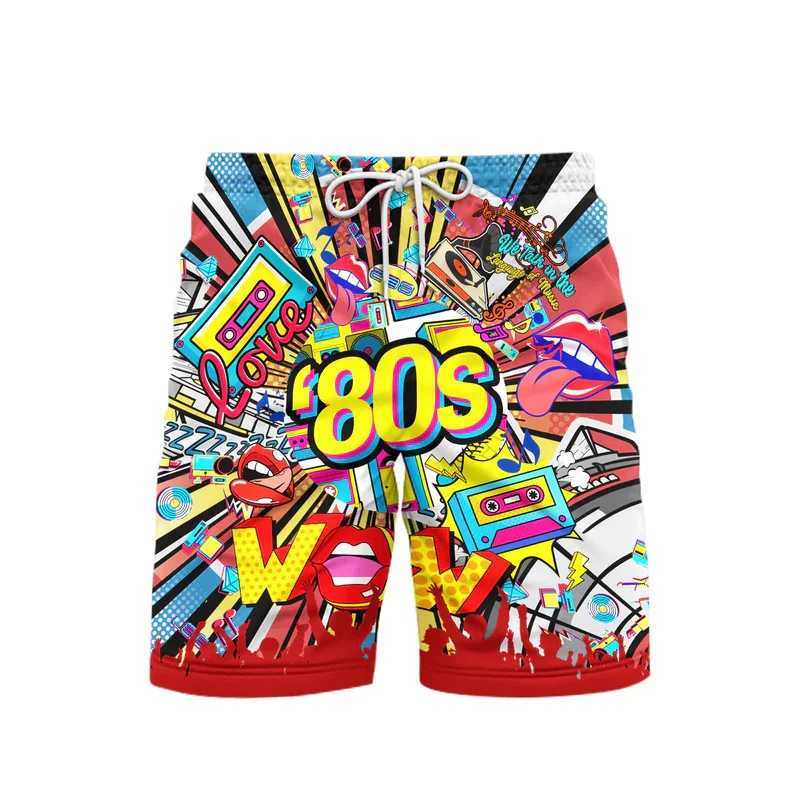 80s Style Music Party Beach Short For Mens Clothing Trend Vintage 3d Print Shorts Hip Hop Street Sport Casual 2025 New PantsT250304
