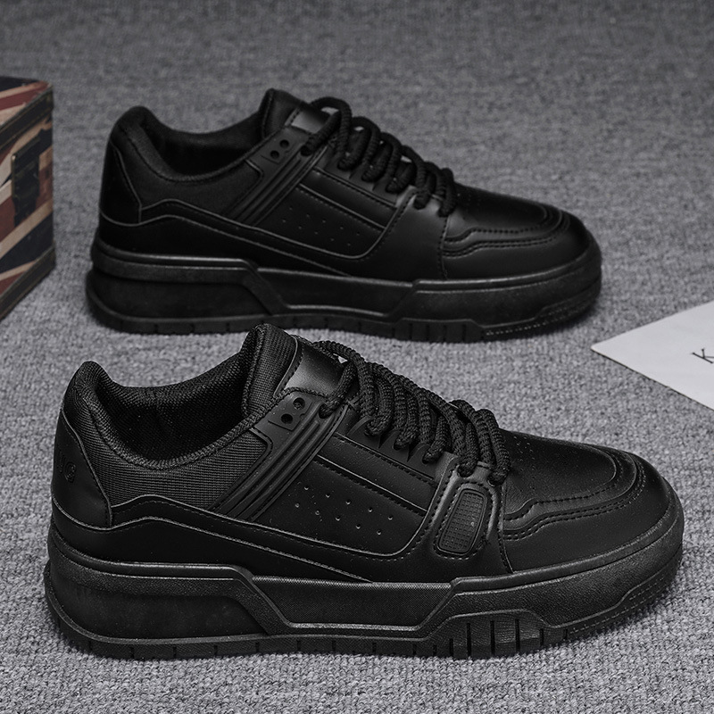 Men's Spring And Autumn New Niche Design Multifunctional Casual Pure Blackboard Shoes Youth Sports Thick Sole Elevated Bread And Fashionable Coup