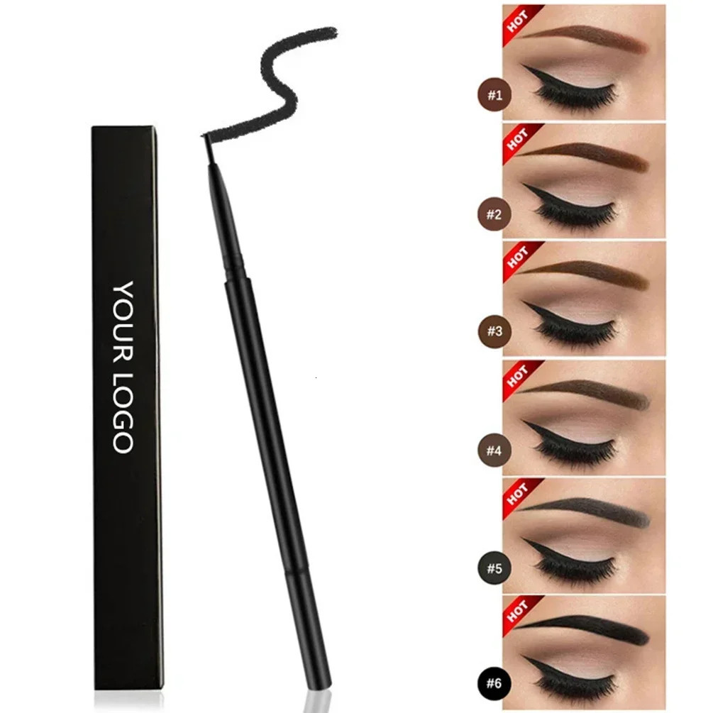 Custom Bulk 6color Eyebrow Pencil Private Label 1.5mm Ultra-thin Brow Double-headed Waterproof Sweatproof Long-lasting Makeup 250222