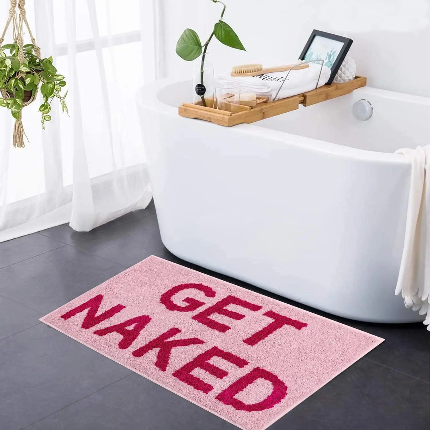 English Get Naked Bath Mat Soft Tufted Bathroom Rugs Bathtub Entrance Doormat Living Room Apartment Home Decor Carpet 250303