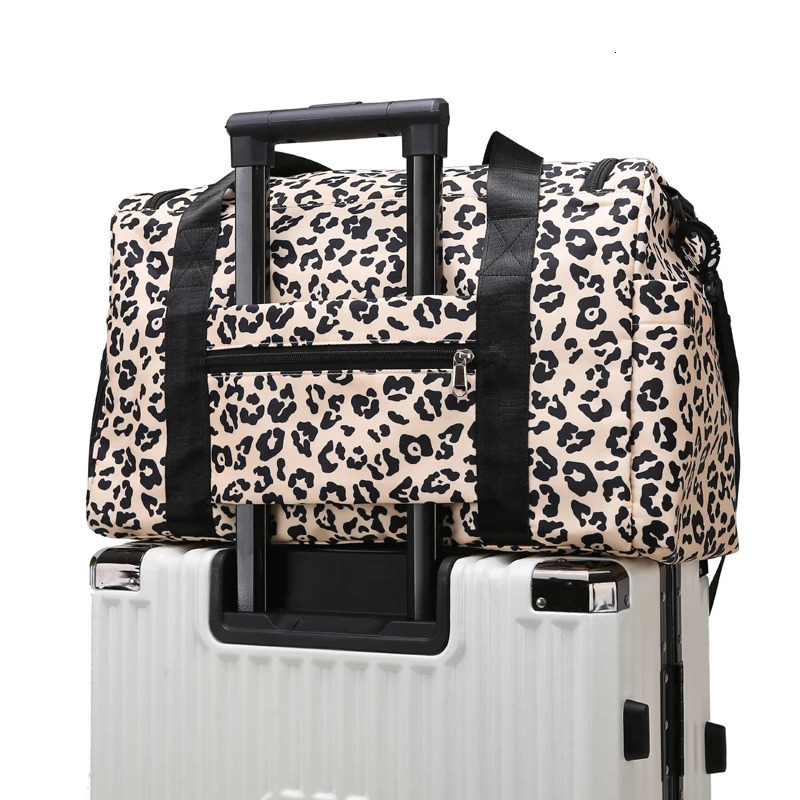 Travel bag womens handbag Leopard Zebra Print waterproof large-sized luggage fitness dry wet separation luggage bag weekend bag 250303