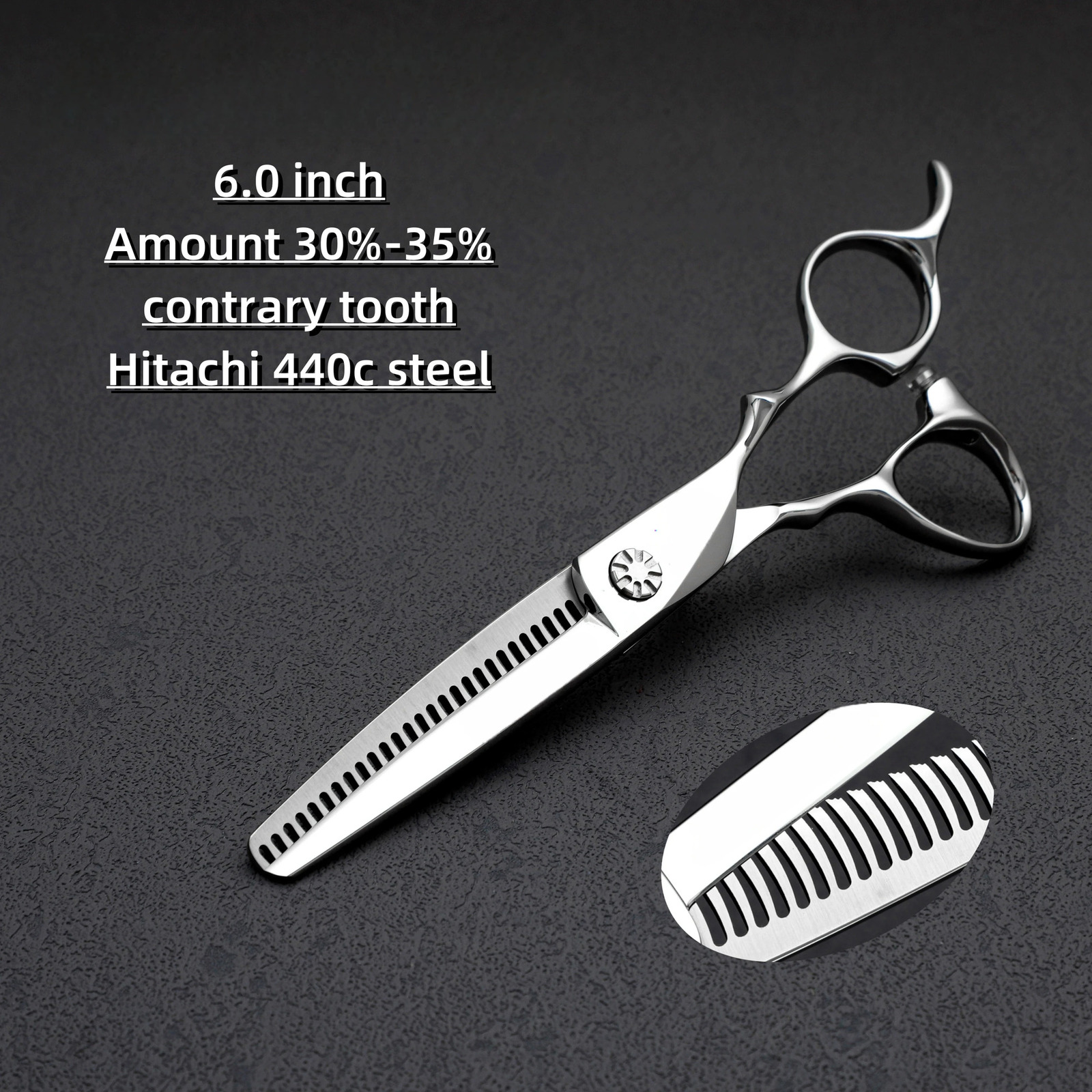 Professional Barber scissors6.0 inch Contrary tooth scissorsman and woman thinning shearsJapan 440C steel Barber accessories 250304
