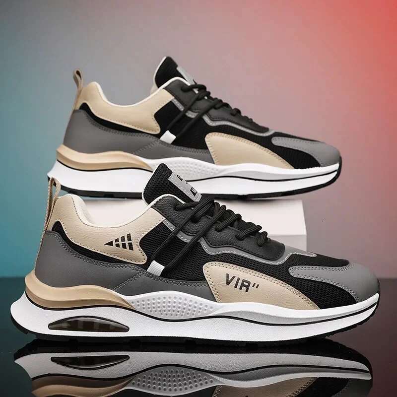 High Quality Men's Sneakers Mesh Breathable Casual Air Cushion Running Shoes for Men Lace Up Platform Shoe Tenis Mascuo