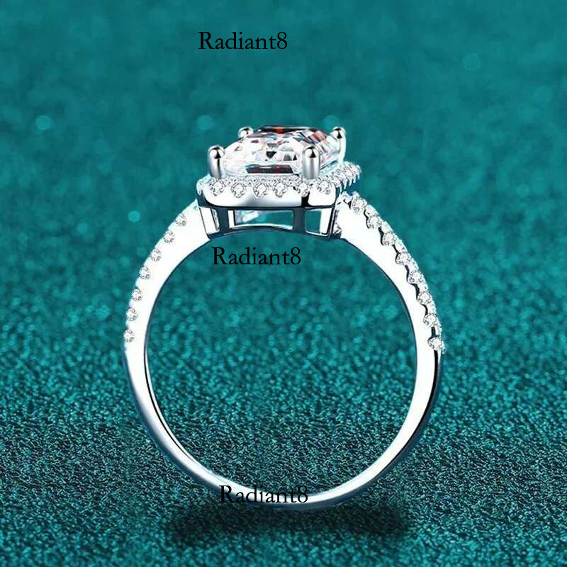 NeeTim 2 Moissanite Ring for Women Emerald Radiant Cut Dia Sterg Sier with Gold Plated Wedding Bridal Band