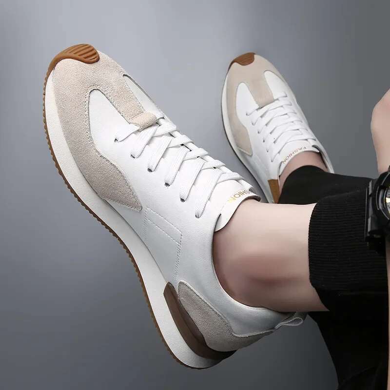 Sneakers Men Elevator Men's Genuine Leather Casual Taller Man Hidden Heels 5cm Heighten Inner High rise Lift Shoes