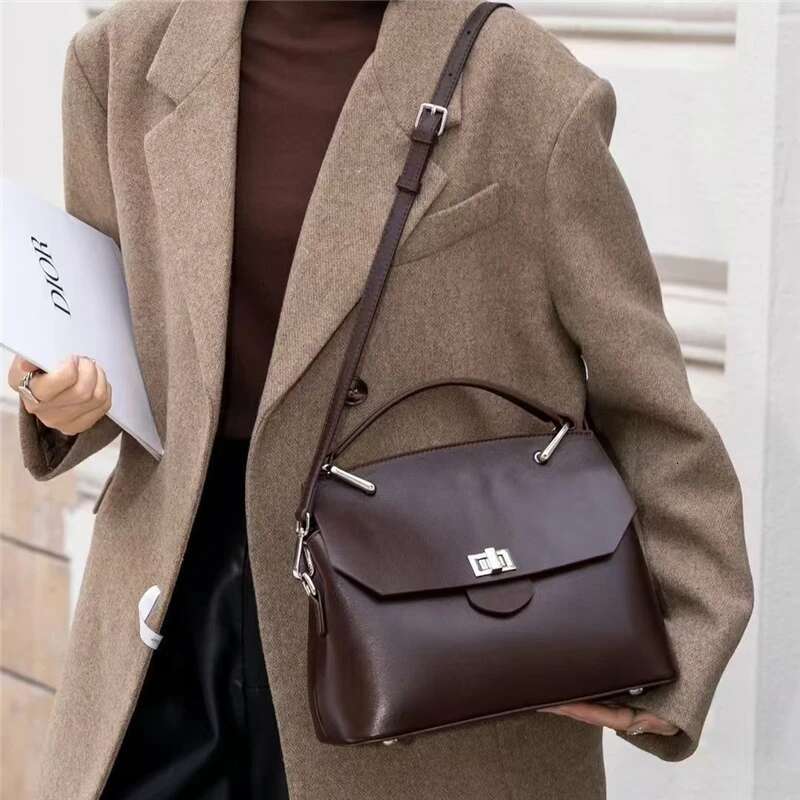 Cowhide Genuine Leather Tote Handbags For Women Trend Designer Satchel Purses Work Ladies Shoulder Crossbody Bags
