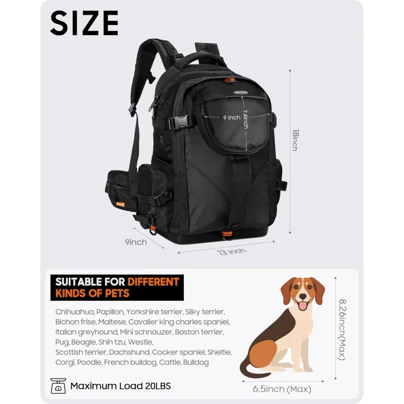 Dog Carrier Backpack，Pet and Laptop All-in-One Bag, Breathable and Waterproof Backpack for Hiking, Camping