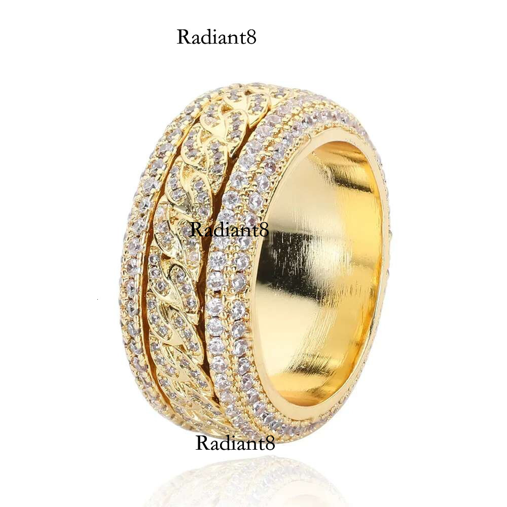 Moissanite Dia Shape Cuban For Men S Sterg Sier Gold Rings 3 Layers Hip Hop Goregous Sparkg Jewelry
