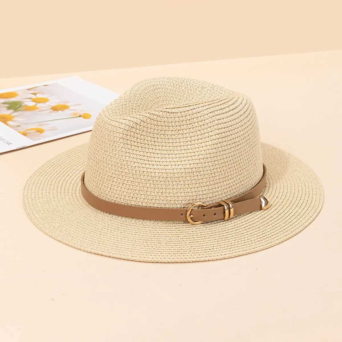 Summer hats mens and womens white wide brimmed Panama hats youth street pats vacation belt small top hat everything up sun visXJ250304