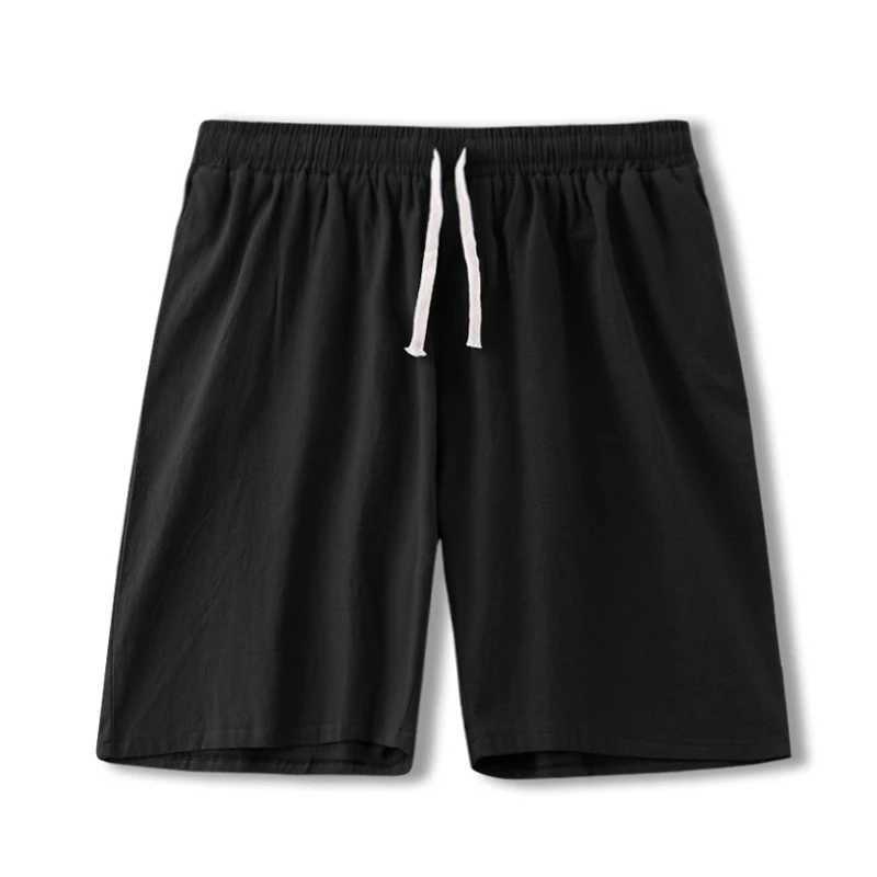 Summer Cotton Linen Shorts Men Fashion Casual Linen Short Pants Big Size 14XL 15XL Shorts Solid Color Elastic Waist Bottoms MaleT250304