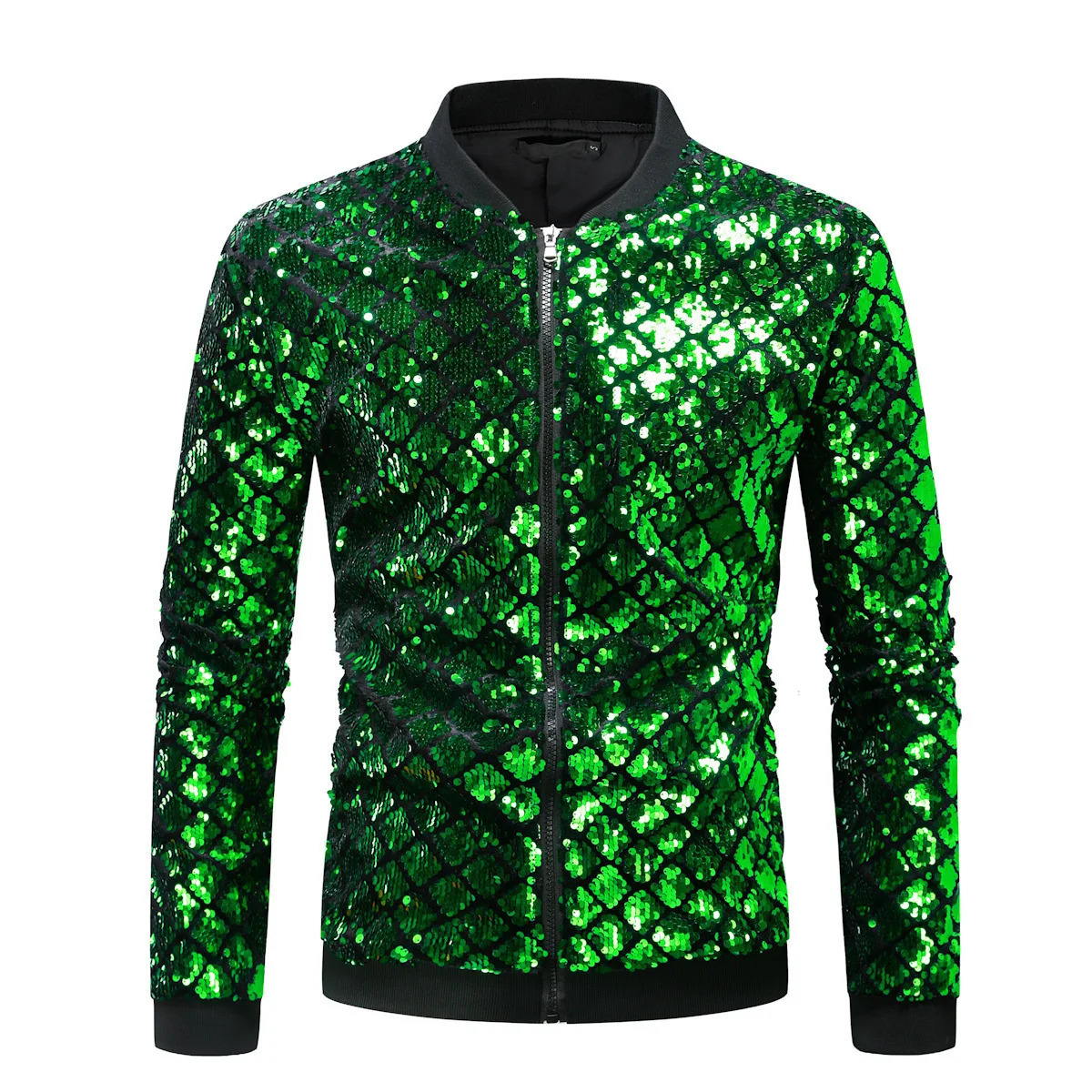 Wxw4122 Spring and Autumn Plain Embroidered Jacket Mens Shiny Black Blue Green Street Clothing Hip Hop Outcoat 250304