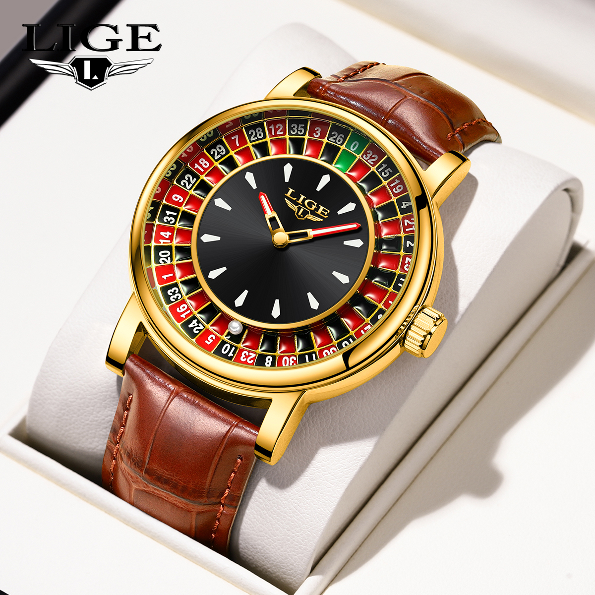 LIGE fashion quartz watch men's watch personality trendy waterproof night light multifunctional watch