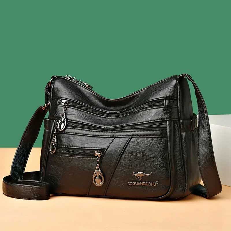 Womens bag new soft PU for middle-aged and elderly simple and fashionable single shoulder cross shaped mothers designer bag luxurious design Z250303