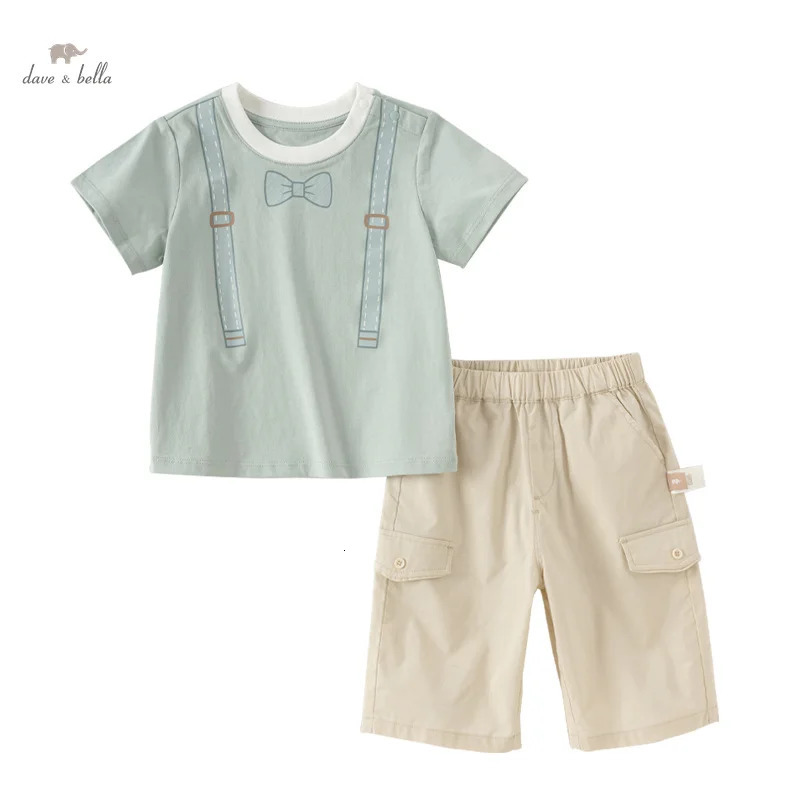 Dave Bella Summer Boys Girls Casual Cotton Set T-shirt and Shorts Sets for Kids Children Two-pieces DB2241004 250304