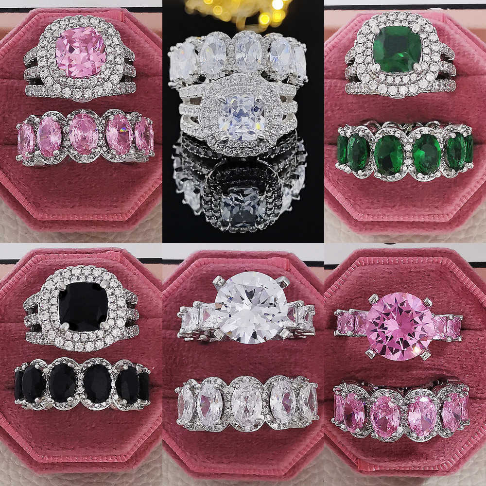 Couple Rings Cai Bao Su Trap Ring Wedding Ring Female Combination Ring High Grade Emerald H25303