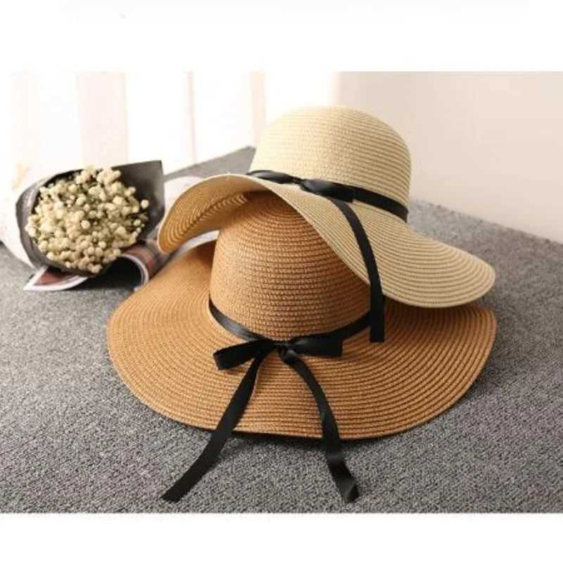 Big Brim Bowknot Sun Hat Breathable Sun Protection Str Hat Mens Summer Outdoor Travel Sports Hiking Beach CsXJ250304
