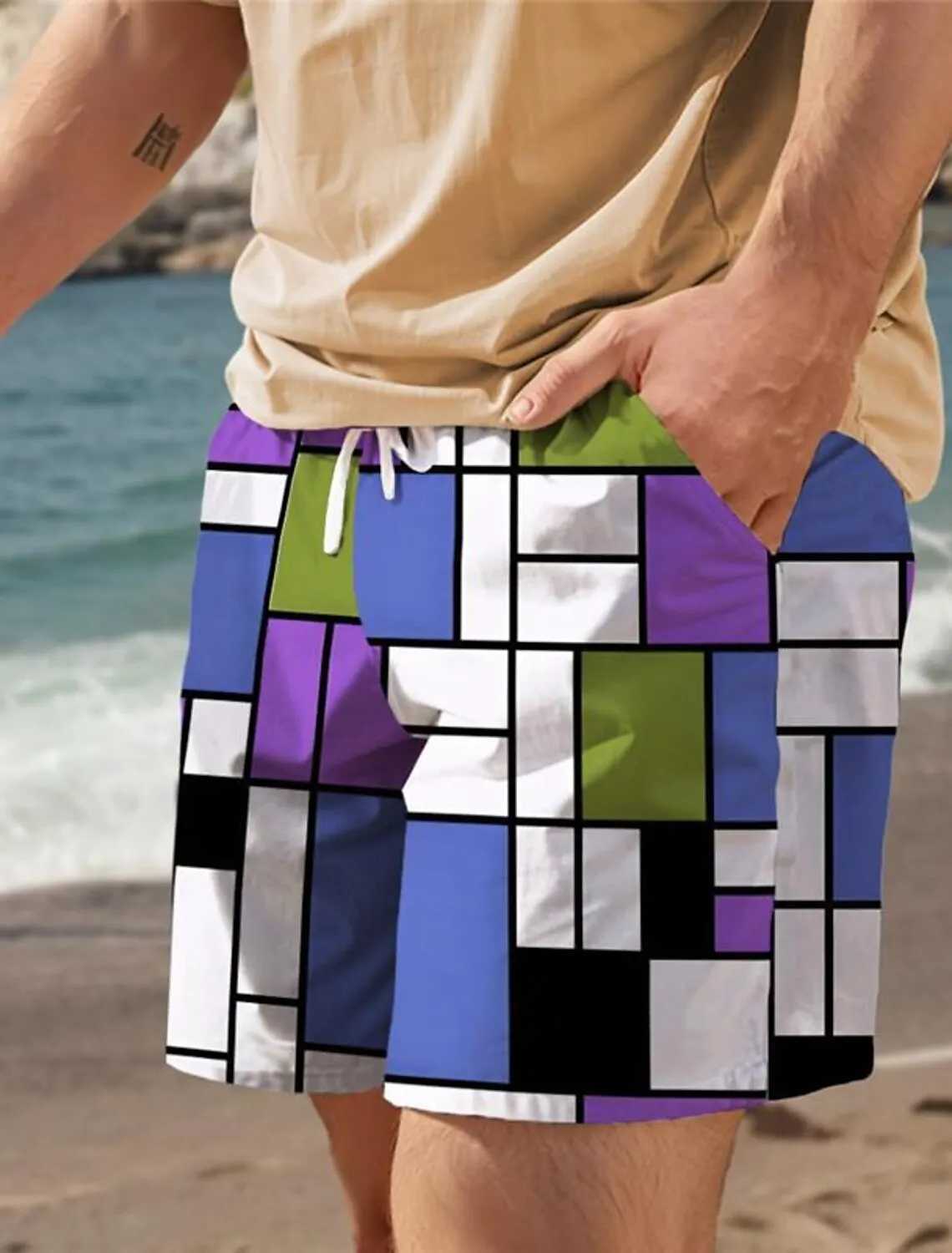 New Digital Printed Shorts Mens 3D Printed Swimwear 2024 Summer Fashion Swim Shorts Beach Tennis Shorts Sports Fitness ShortsXJ250304