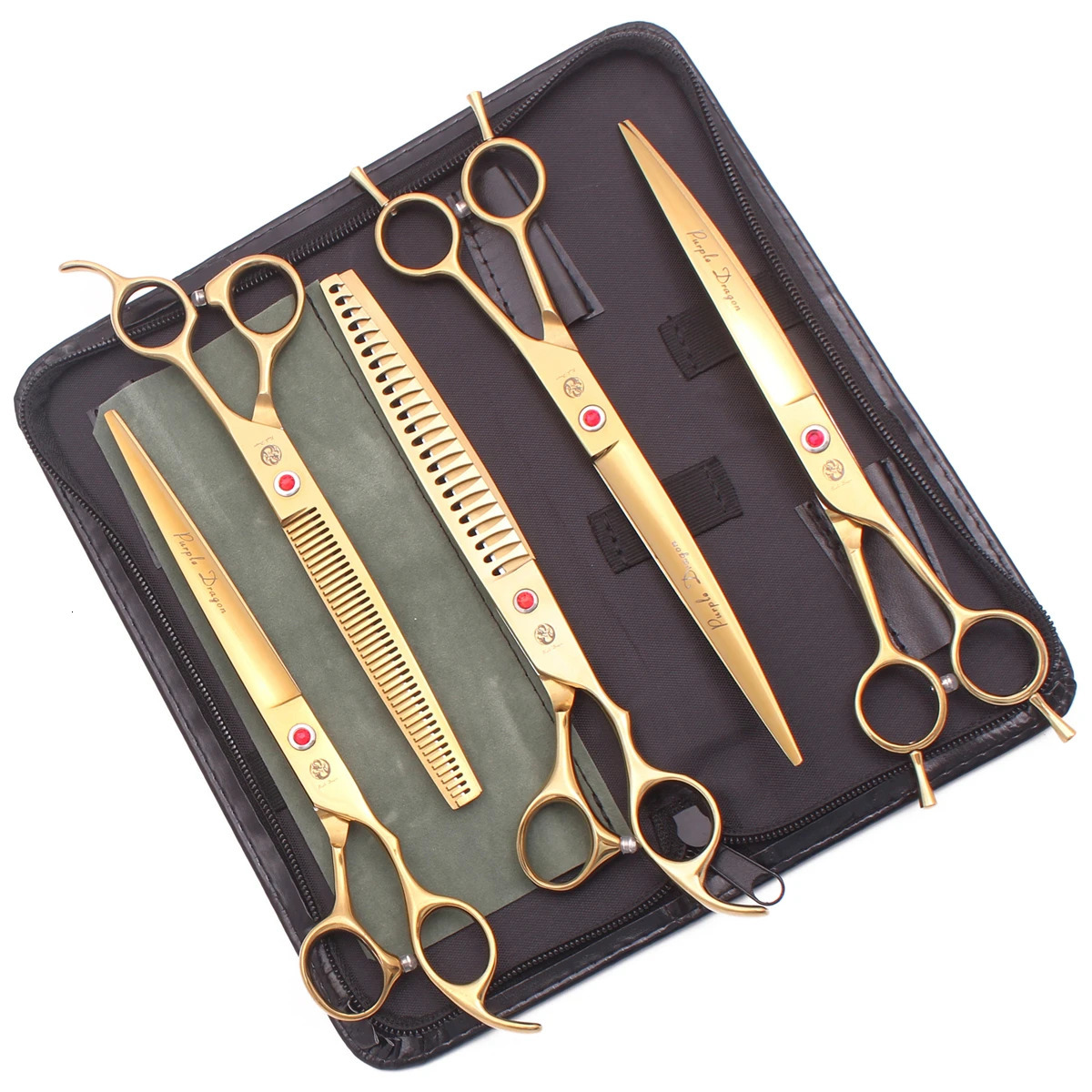 Purple Dragon Dog Beauty Scissors Set 8 Japan 440C Straight Scissors Curly Scissors Pet Slimming Scissors Animal Blocks Z3015 250304